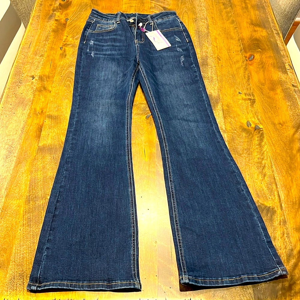 Visailiy, Women’s bell bottom/flare stretch denim jeans, high waist, new w/ tags